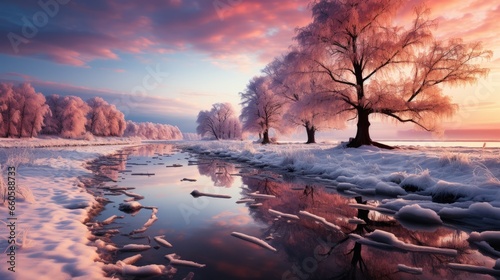 Winter Sunset - beautiful stock photo