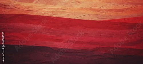 Paper art background illustration - Abstract closeup of detailed organic red pink waving waves wall texture banner wall, overlapping layers