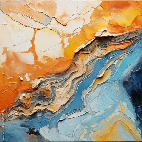abstract oil painting with geological elements created with Generative Ai