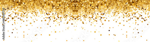 Confetti golden, brown fallen down on isolated white background banner texture