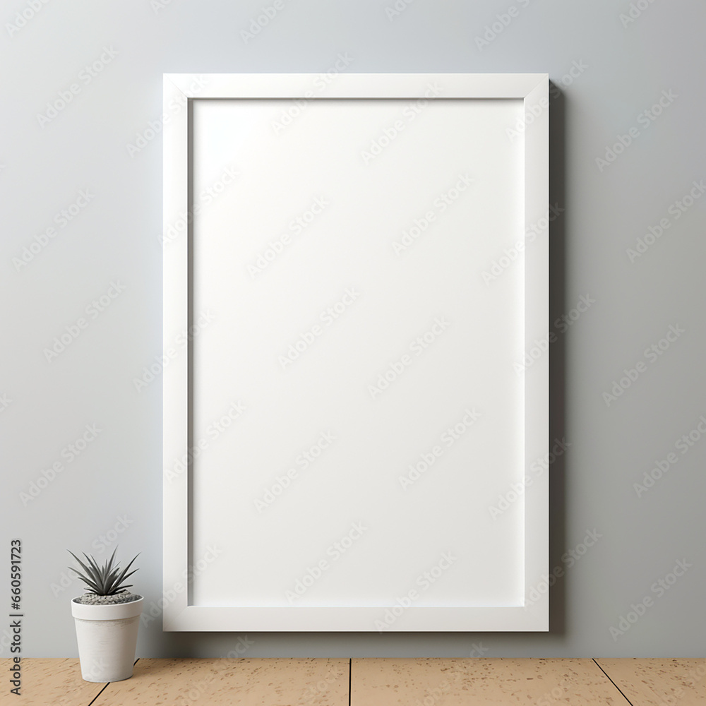 a realistic blank photo frame hanging on a wall created with Generative Ai a realistic blank photo frame hanging on a wall created with Generative Ai