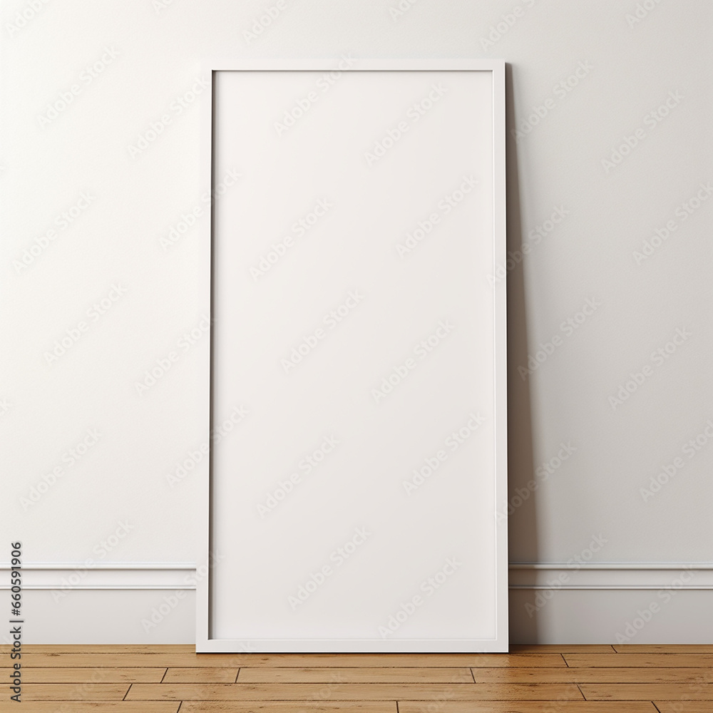 a realistic blank photo frame hanging on a wall created with Generative Ai a realistic blank photo frame hanging on a wall created with Generative Ai
