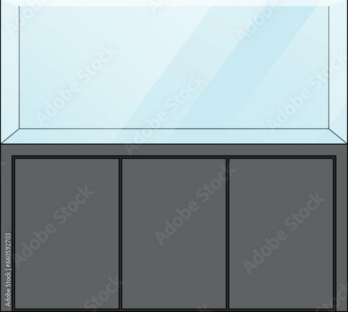 Clear Glass Fish Tank aquarium complete set, Aquarium Fish Tank and Cabinet sideboard graphic illustrations