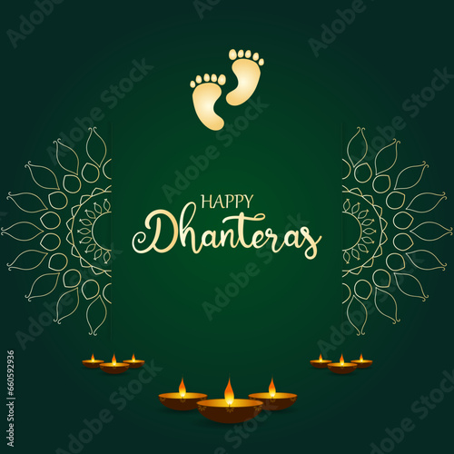 Happy Dhanteras Festival of Dhan Laxmi Traditional festival Hand drawn illustration creative design, card photo