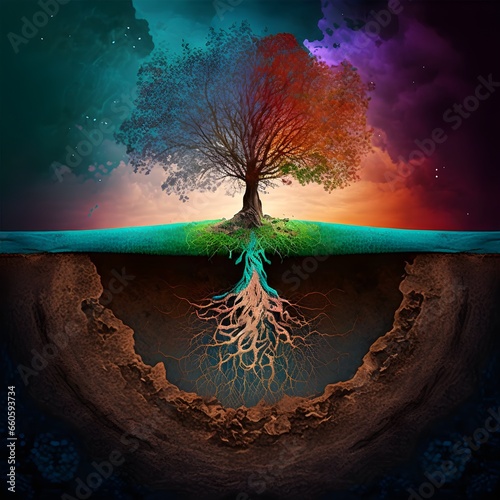 Gaia Demise expremely vivid colours psychedelic The Earth is trembling beneath my feet The remainder of all organic life become one with the soil Embrace the collapse  photo