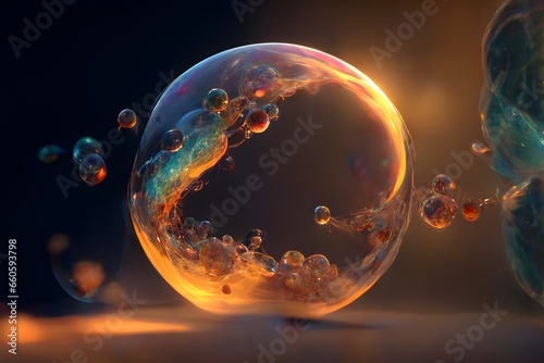 quantum bubble forming in free space warm colors highly detailed unreal engine 