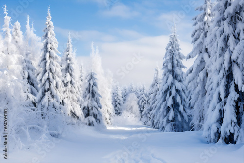 frozen winter landscape. trees covered in snow © Elena