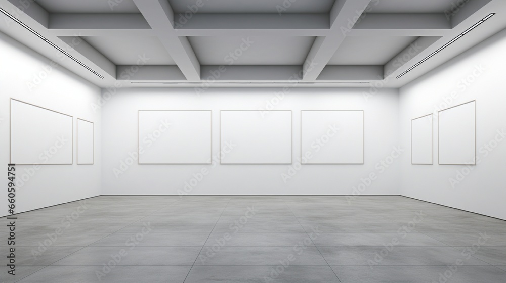 A sleek gallery with empty white walls, ready for showcasing art or content. A sleek gallery with empty white walls, ready for showcasing art or content.