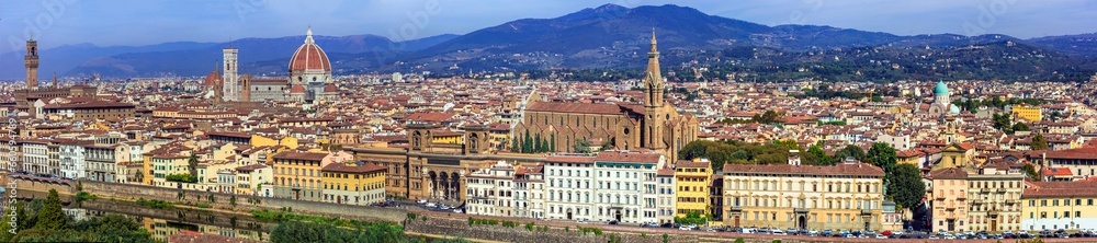 Italy, great landmarks and towns - city of art and culture-  Florence, panoramic view of city center and Duomo cathedral