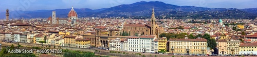 Italy, great landmarks and towns - city of art and culture- Florence, panoramic view of city center and Duomo cathedral