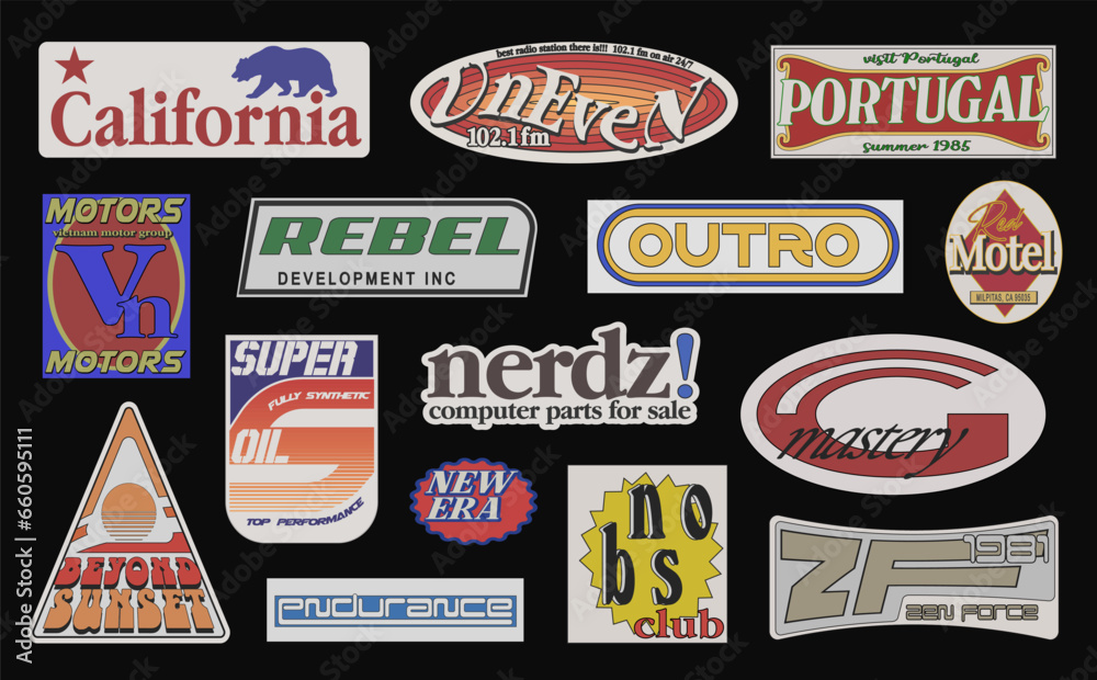Fake retro decal and signs collection vector