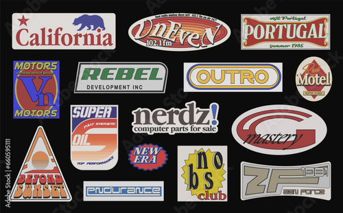 Fake retro decal and signs collection vector photo