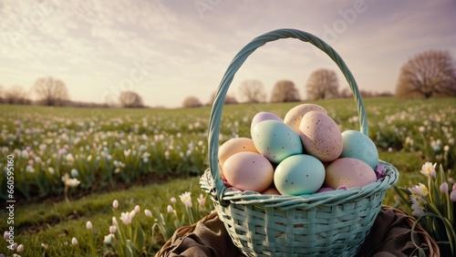 Colorful Easter Eggs in a basket