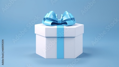 beautiful gift box with a blue bow for the holiday © koplesya