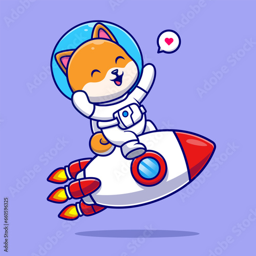 Cute Shiba Inu Dog Astronaut Riding Rocket Cartoon Vector
Icon Illustration. Science Animal Icon Concept Isolated
Premium Vector. Flat Cartoon Style