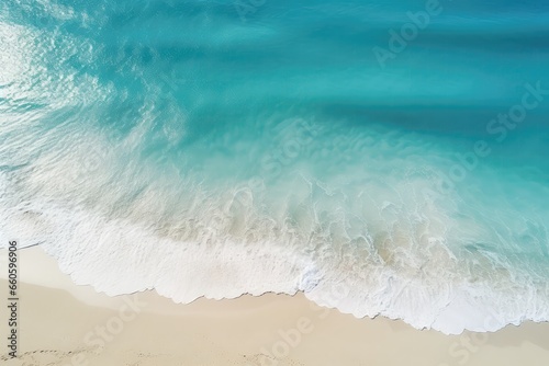 An Aerial View Of A Beach With A Wave Coming In