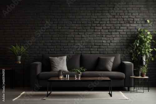 Black Painted Brick Wall Offers Dramatic Background Or Wallpaper Option