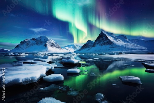 Masterpiece The Aurora Borealis Illuminates Polar Landscape, Stunning Night Scene