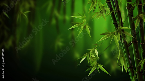 Green natural background with bamboo branches