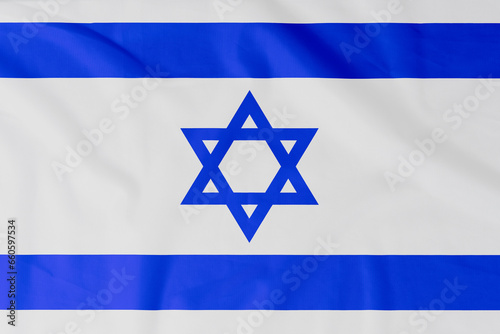 Obraz na płótnie Flag of State of Israel with natural material creases as a background w salonie