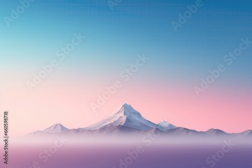 Minimalist Backdrop Featuring Solitary Mountain Peak Against Captivating Gradient Sky