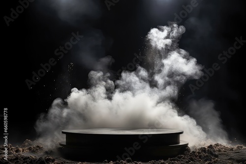 A Black And White Photo Of A Round Object With Smoke Coming Out Of It
