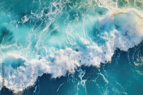 An Aerial View Of The Ocean Waves And Foam