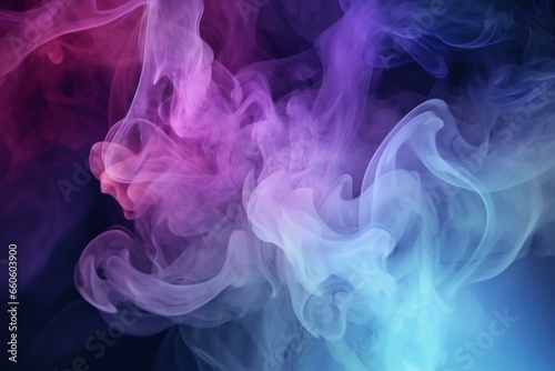 Abstract smoke background with purple and blue hues  featuring textured colored clouds and gradients. Generative AI