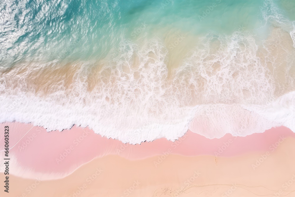 Spectacular Topdown Drone Photo Of Beautiful Pink Beach