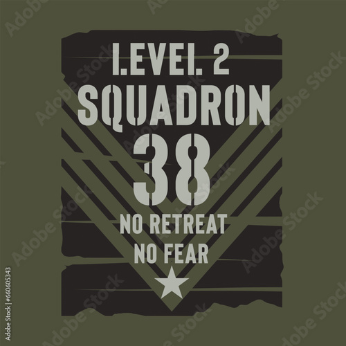 Typographic vector illustration of Military theme for t shirt graphics