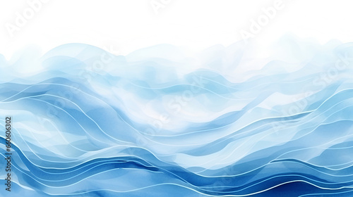 A blue  water ocean  wave, with transitions. Watercolor lines, banner.