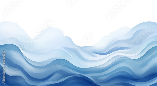 A blue  water ocean  wave, with transitions. Watercolor lines, banner. © Tanuha