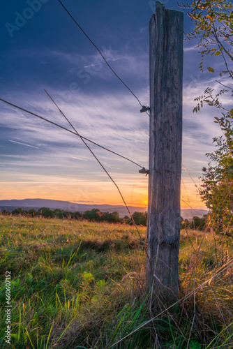 Pasture land and meadow before summer sunset near Doubravice village photo