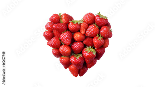 Red berry strawberry heart shape. Isolated on Transparent background.