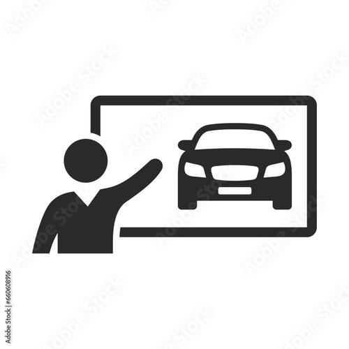 Driving school icon. Learning to drive. Driving lessons. Vector icon isolated on white background.
