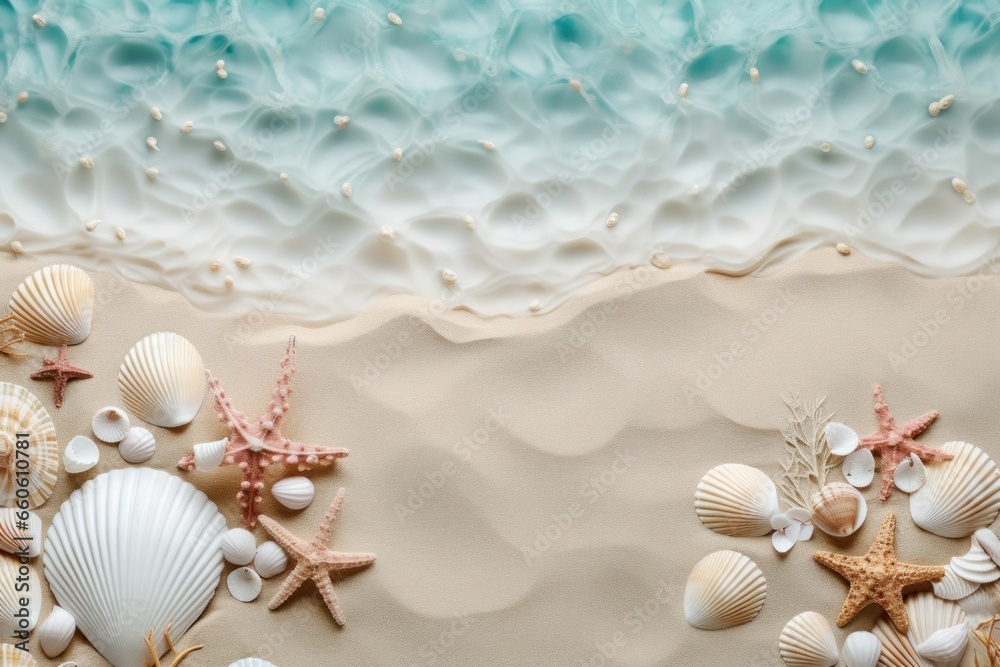 Spiraled Sea shell composition. Top summer ocean. Generate Ai Spiraled Sea shell composition. Top summer ocean. Generate Ai
