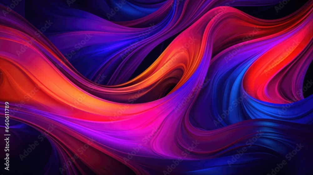 Abstract neon colorful background with fluid wavy shapes