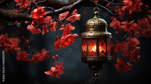 Chinese red lantern in the night of Chinese New Year, nagasaki lantern festival