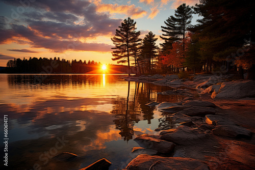 sunset over the river