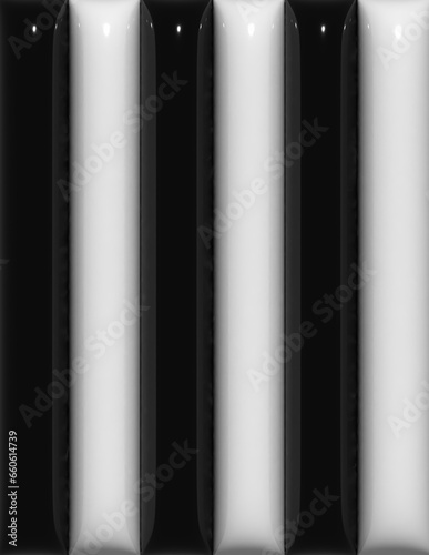 Black and white stripes alternating stripes, 3D rendering illustration
