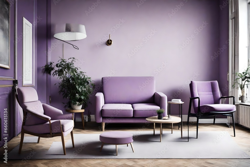 modern living room with purple theme modern living room with purple theme
