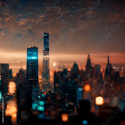 new york citscape shot 8k high quality detailed flickr octane render night skyscrapes environment city  photo
