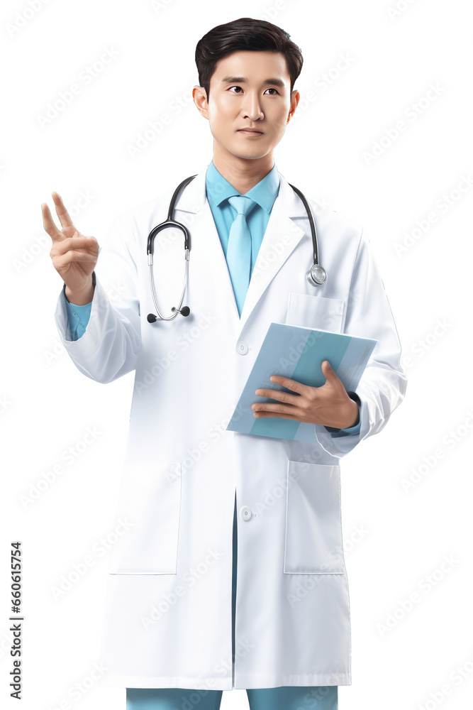 handsome asian male doctor, standing posture.isolated on transparent background handsome asian male doctor, standing posture.isolated on transparent background