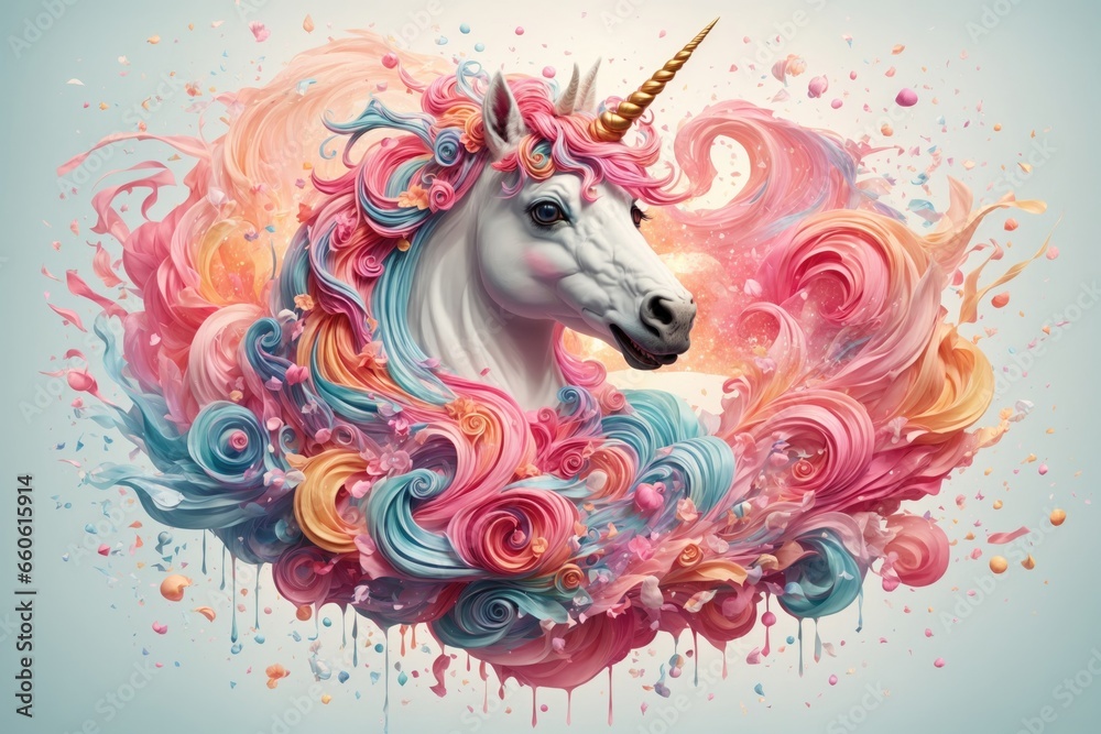 Fototapeta premium unicorn on colorful background. ai generative
