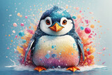 penguin on polygonal colorful background. ai generative