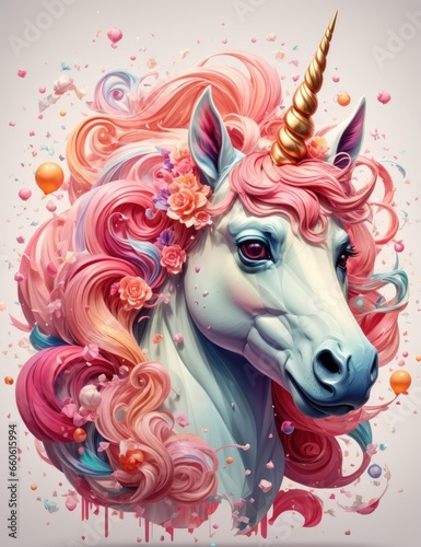 unicorn on colorful background. ai generative