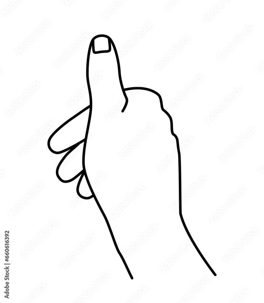 Obraz premium Hand drawn outline lineart hand doodle. Pushing a button gesture