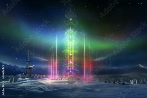 Powerful electromagnetic radiation interacting with the ionosphere. Generative AI