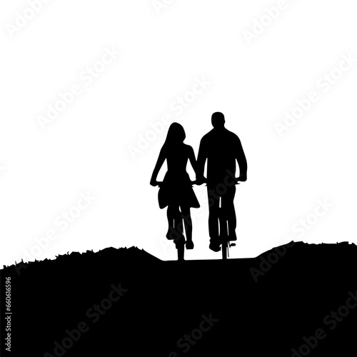 couple cycling in the mountains