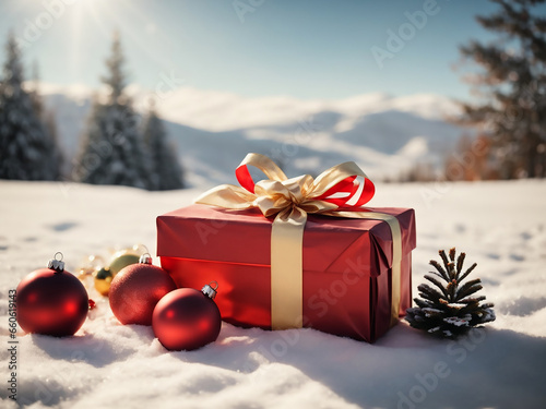 Winter background with presents. Christmas theme